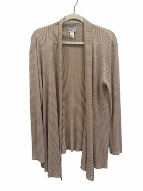 Chico’s Metallic Gold Open Front Waterfall Cardigan size 3 XL